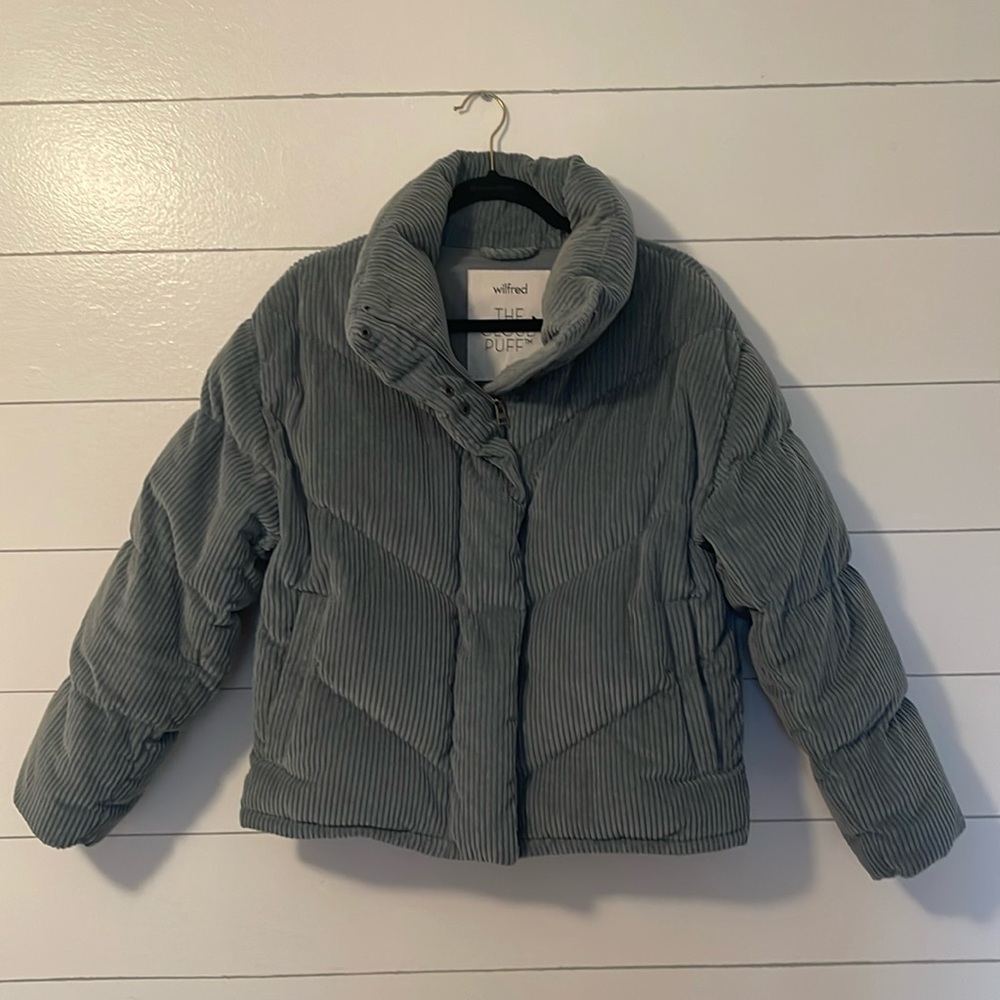 Wilfred Blue Puffer Jacket with Quilted Design